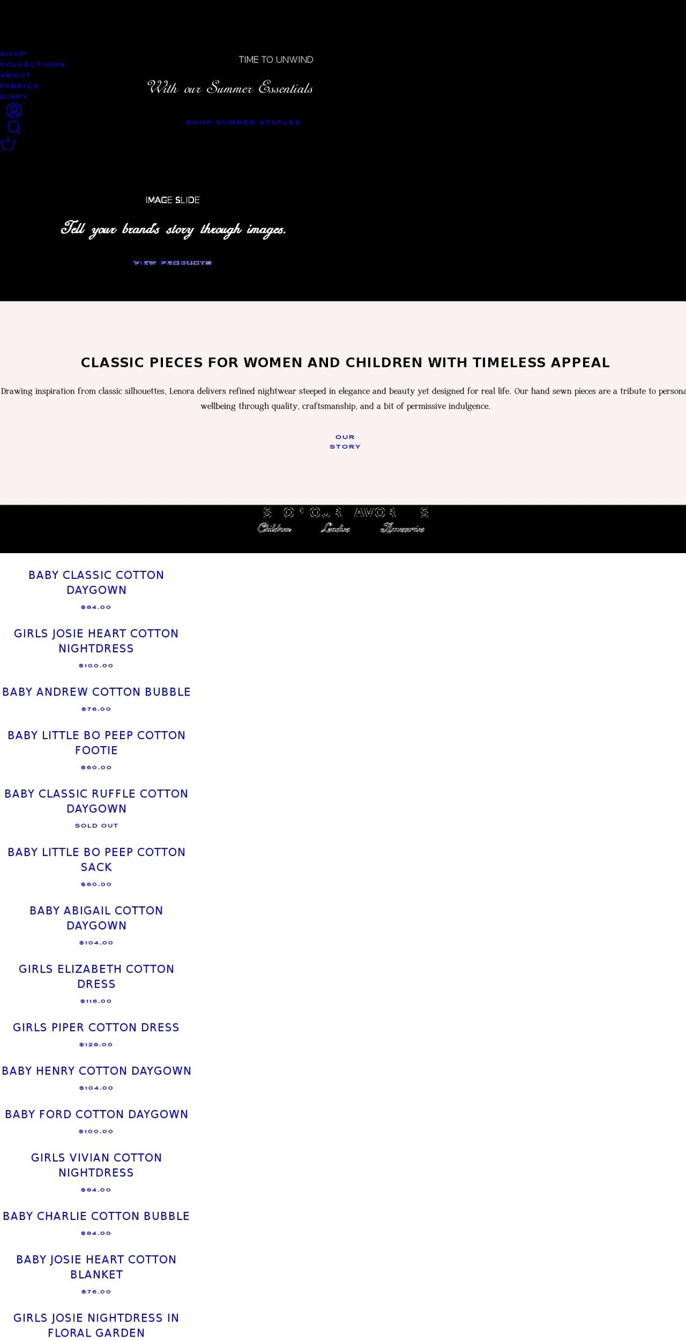shoplenora.com — Shopify storefront screenshot