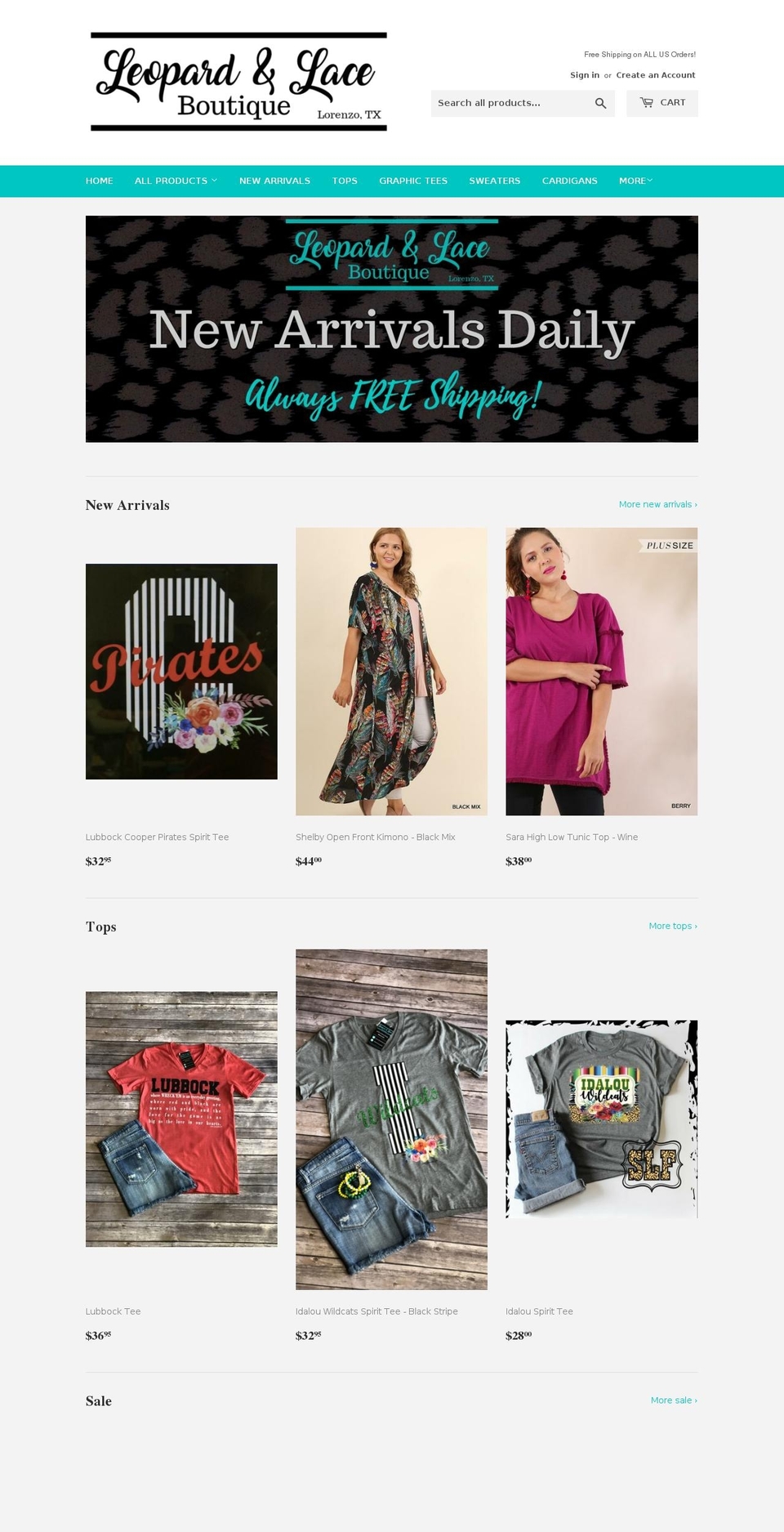 shopleopardandlaceboutique.com — Shopify storefront screenshot