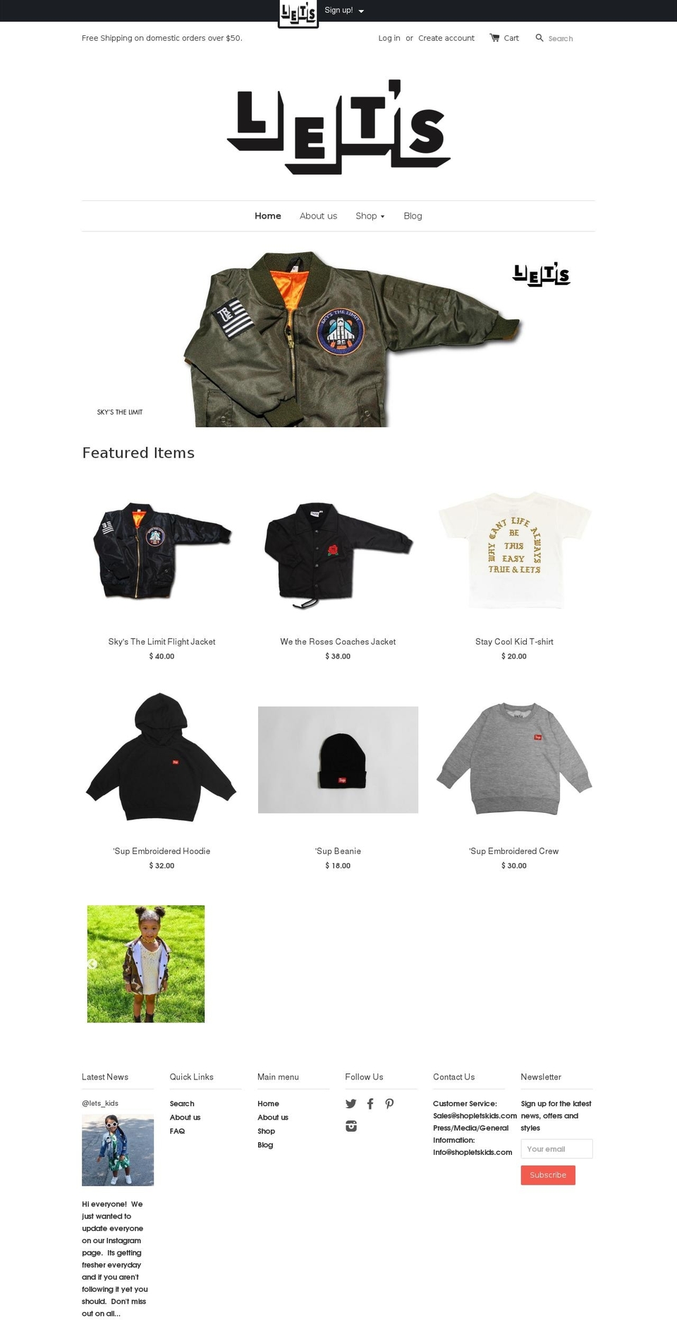 shopletskids.com shopify website screenshot