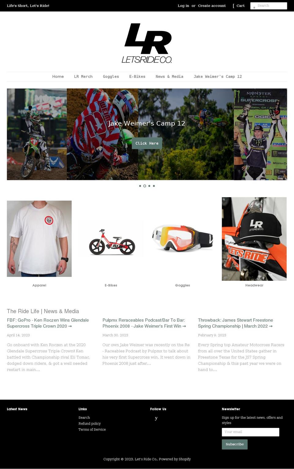 shopletsride.com shopify website screenshot