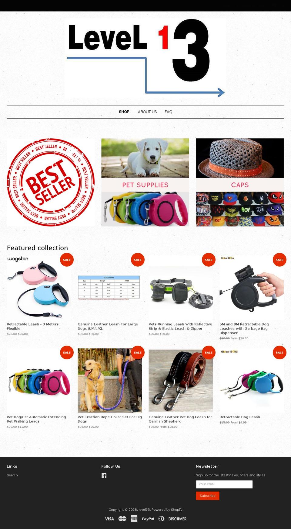 shoplevel13.com — Shopify storefront screenshot