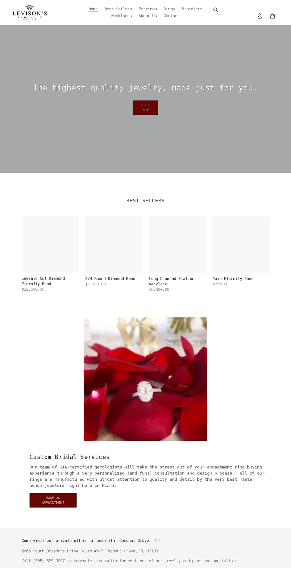shoplevisonsjewelers.com shopify website screenshot