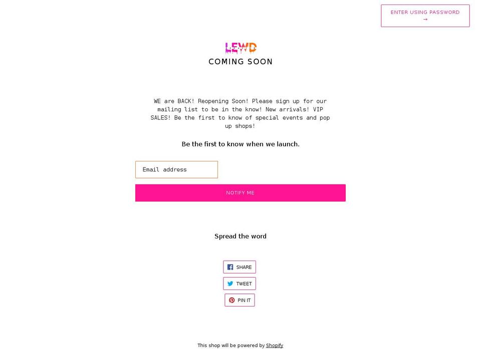 shoplewd.com shopify website screenshot