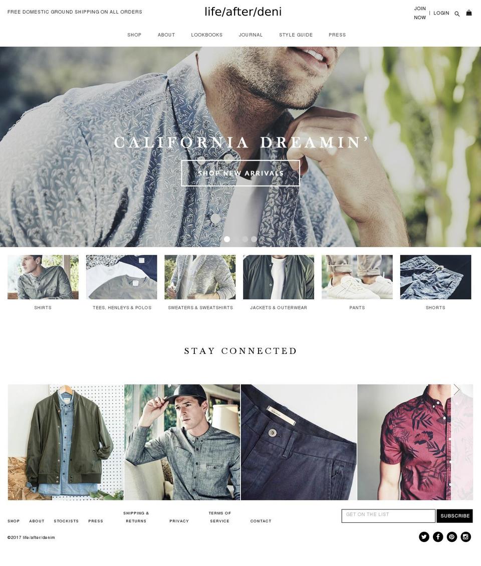 shoplifeafterdenim.com shopify website screenshot