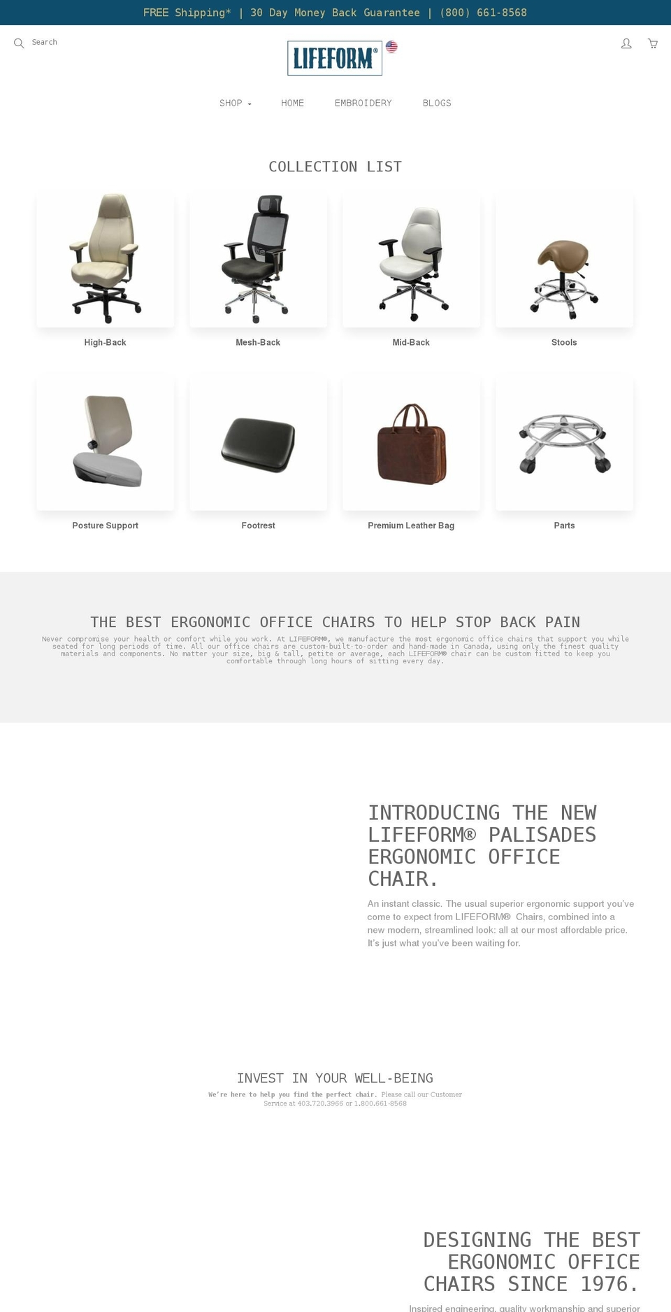 shoplifeformchairs.com shopify website screenshot