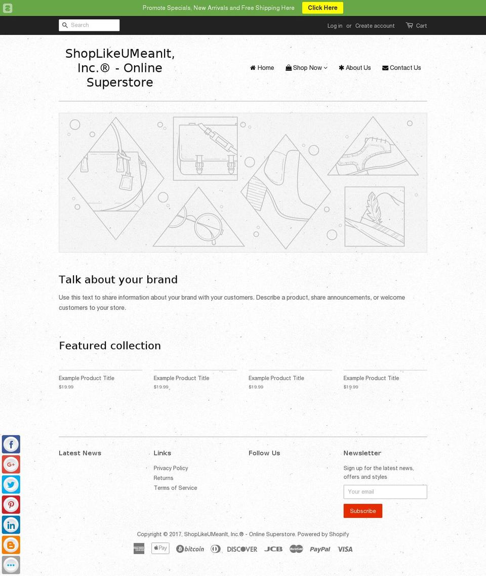 shoplikeumeanitestore.com shopify website screenshot
