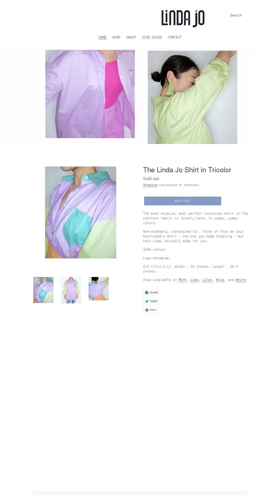 shoplindajo.com shopify website screenshot