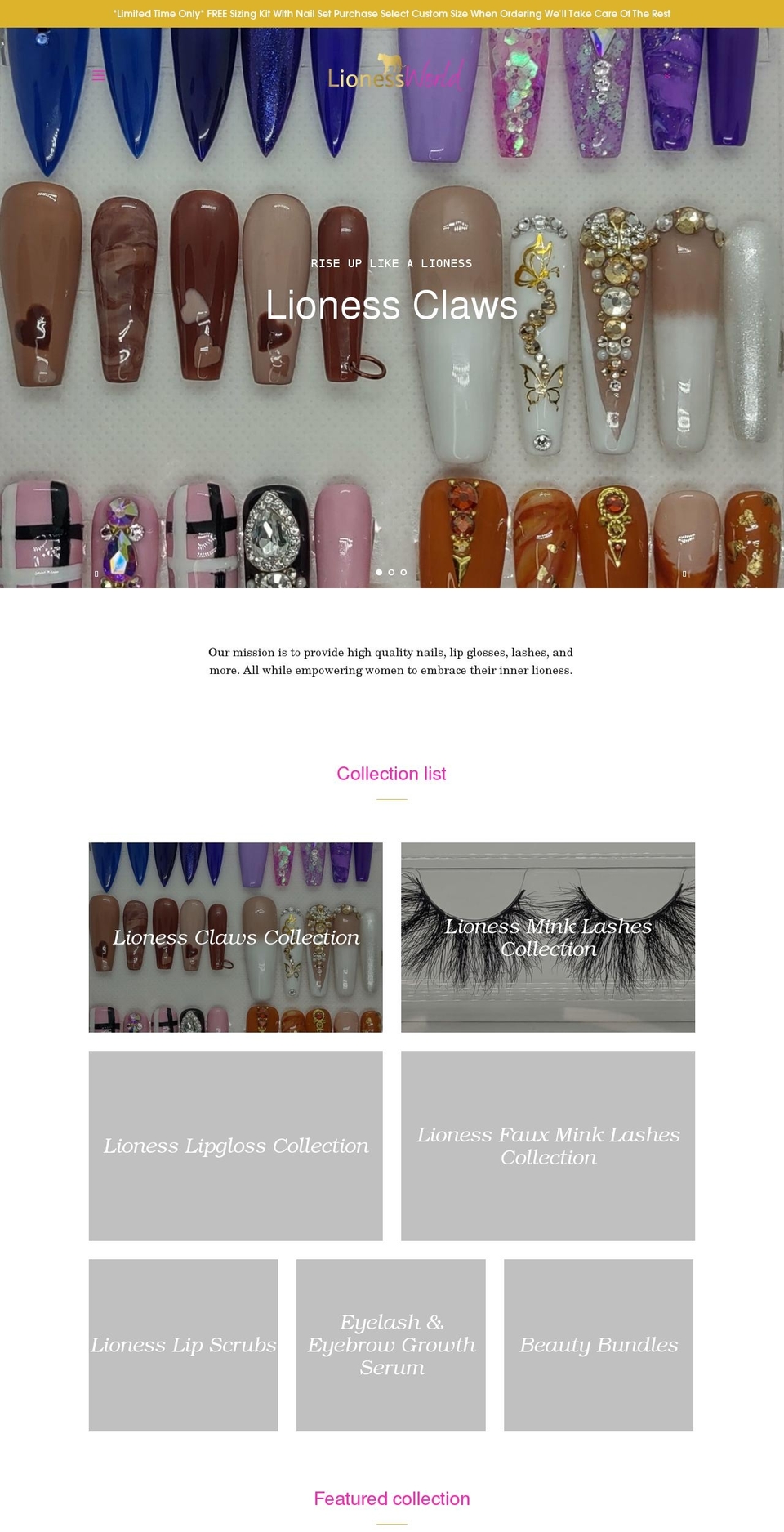 shoplionessworld.com shopify website screenshot