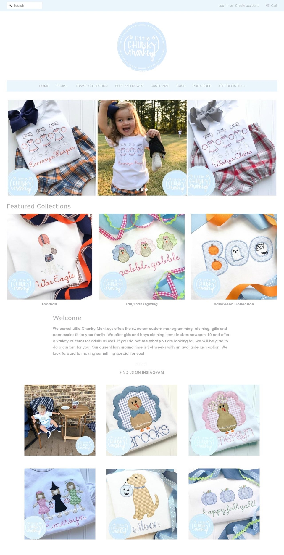 shoplittlechunkymonkeys.com shopify website screenshot