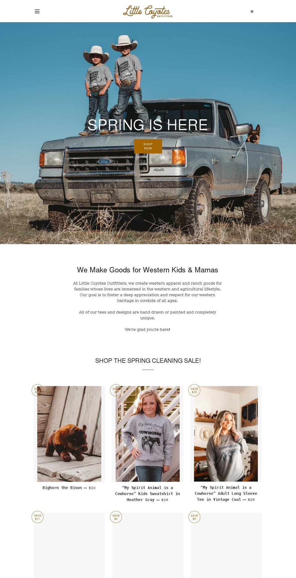 shoplittlecoyotes.com shopify website screenshot