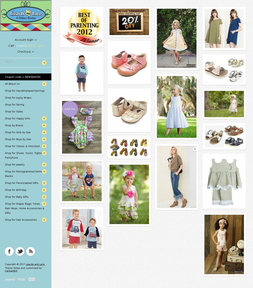 shoplizardsandlace.com shopify website screenshot