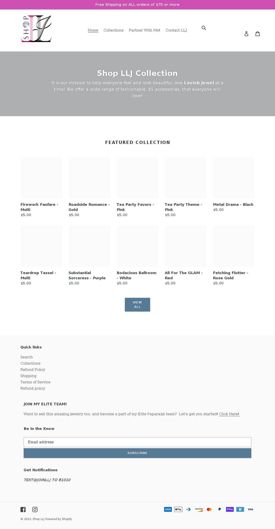shopllj.com shopify website screenshot