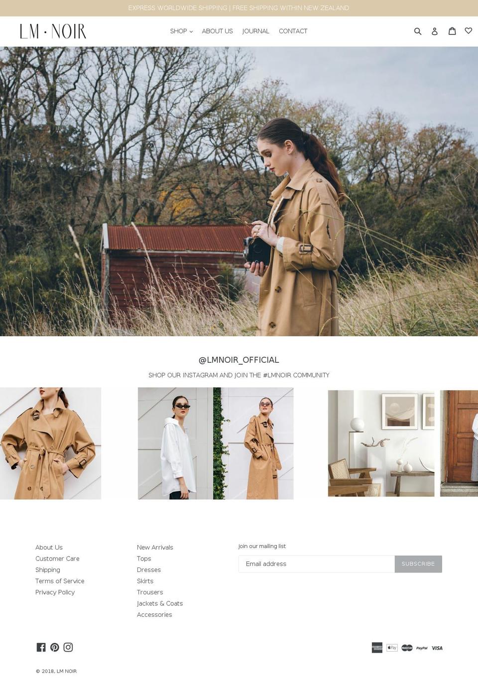 shoplmnoir.com shopify website screenshot