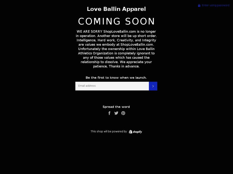 shoploveballin.com — Shopify storefront screenshot