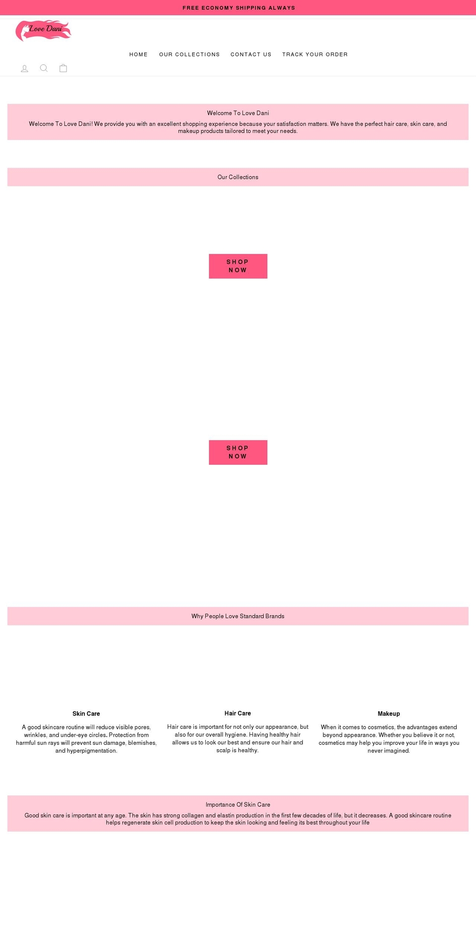 shoplovedani.com shopify website screenshot