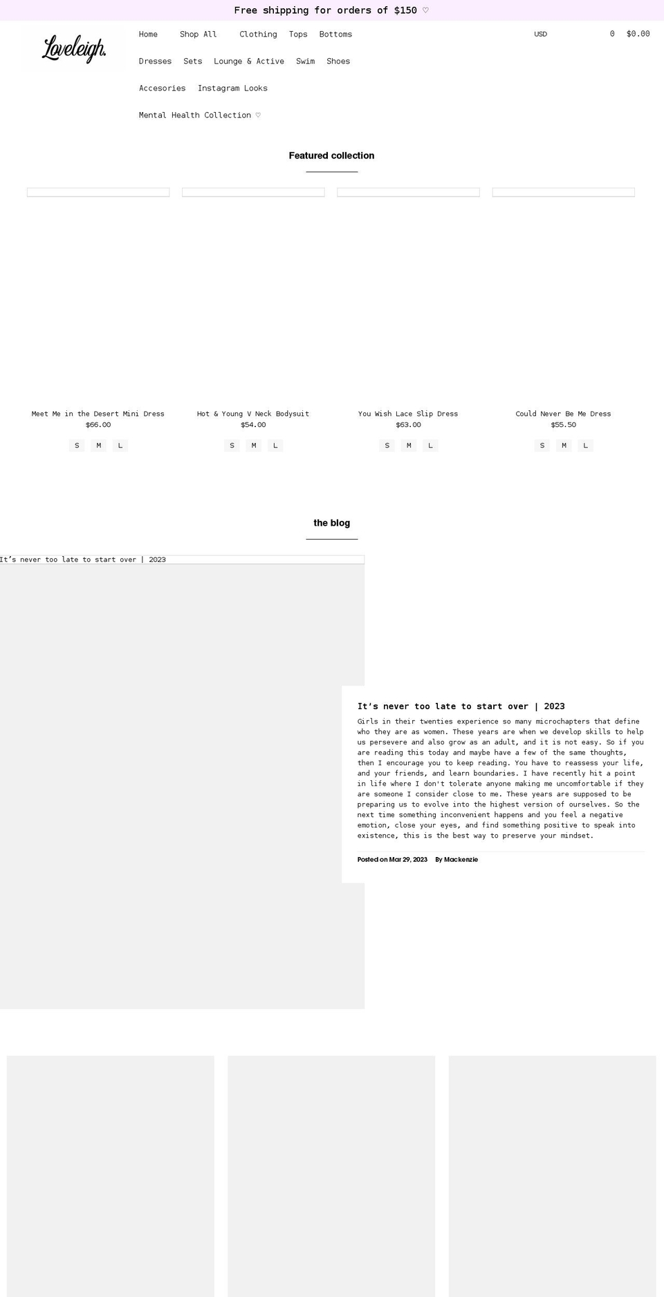 shoploveleigh.com shopify website screenshot