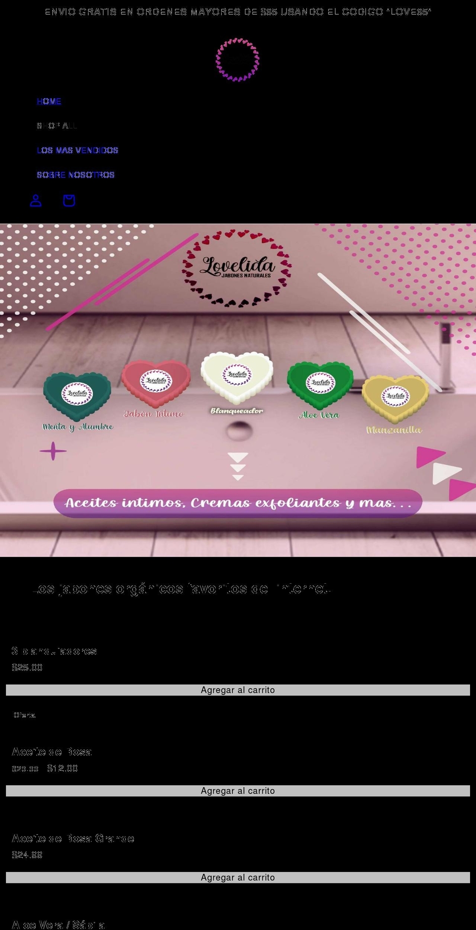 shoplovelida.com shopify website screenshot