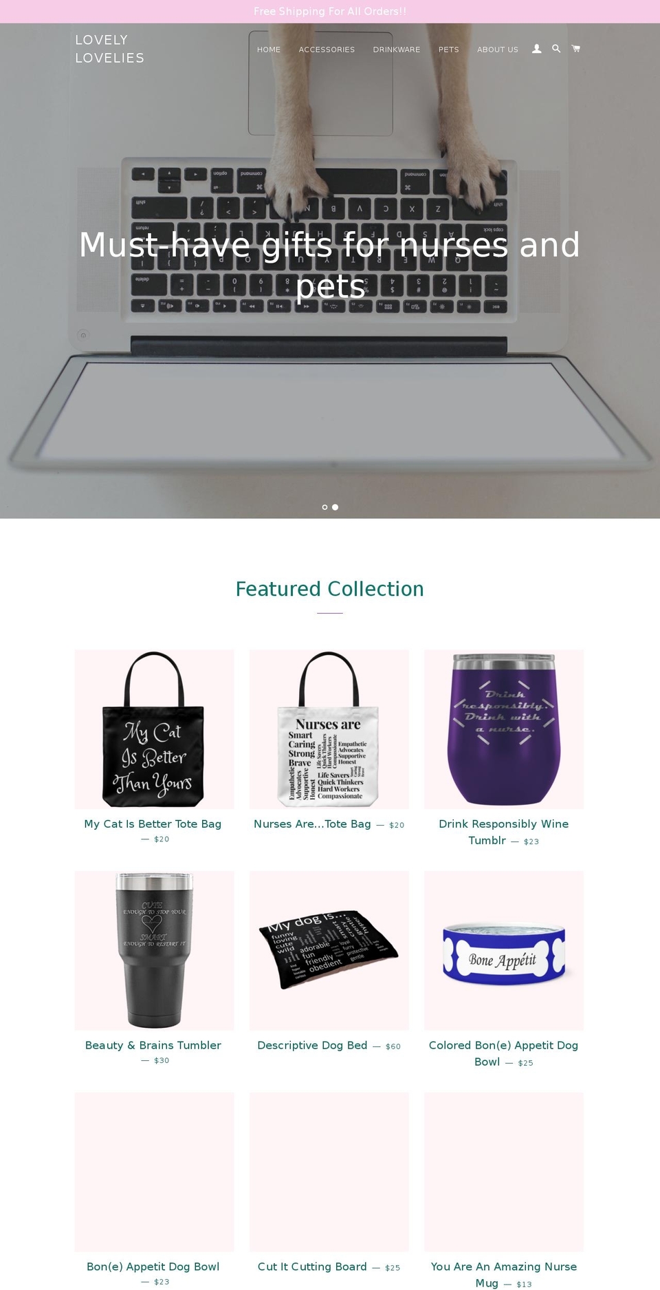 shoplovelies.com — Shopify storefront screenshot