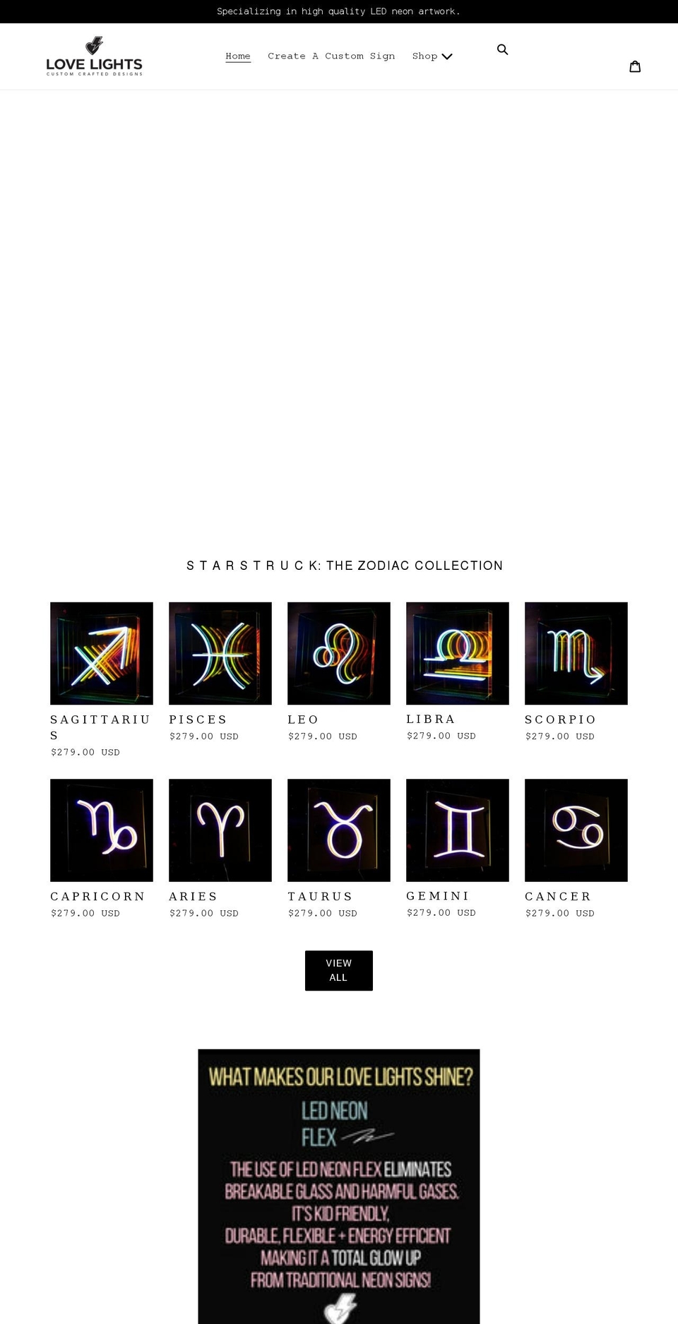 shoplovelights.com shopify website screenshot