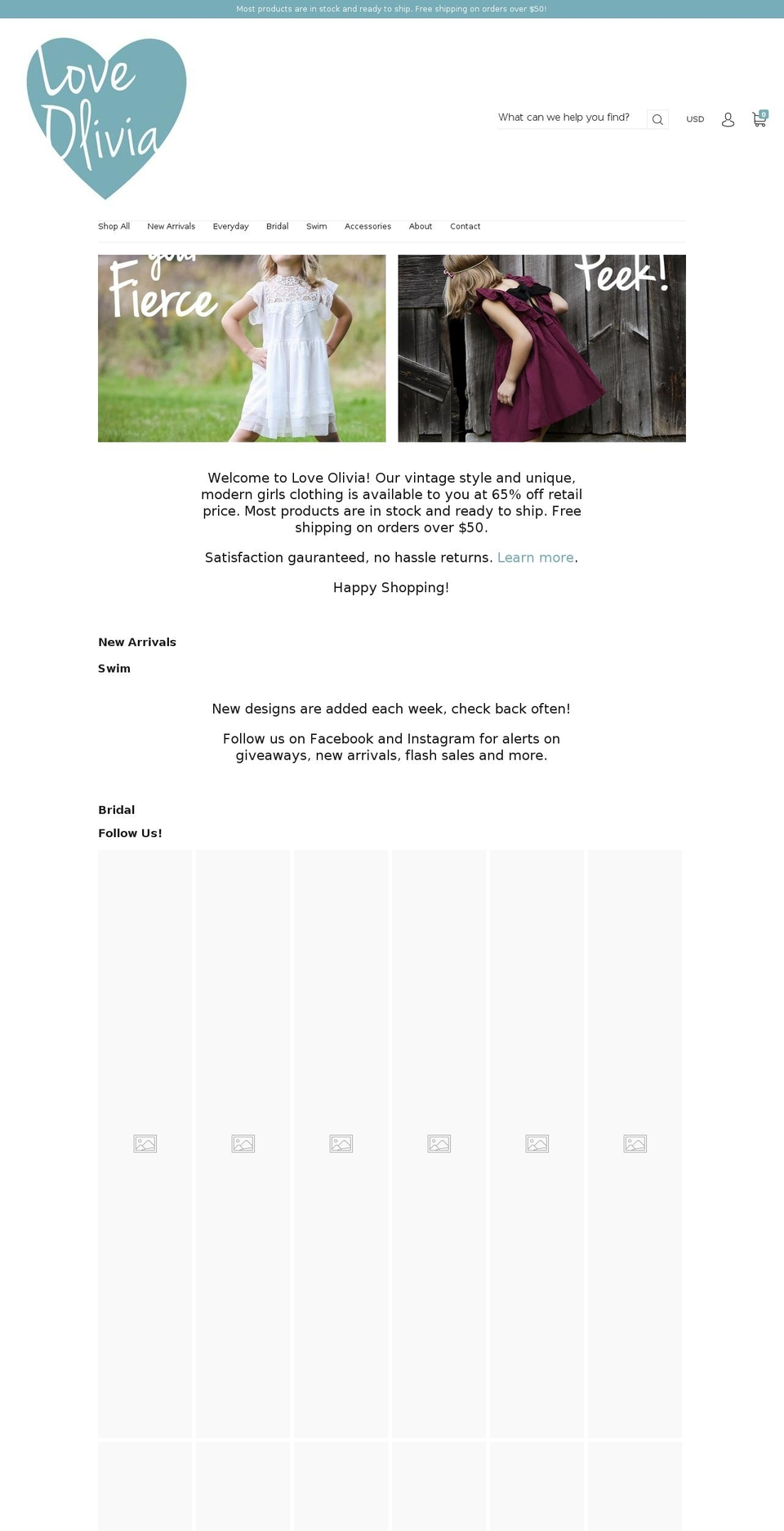 shoploveolivia.com — Shopify storefront screenshot