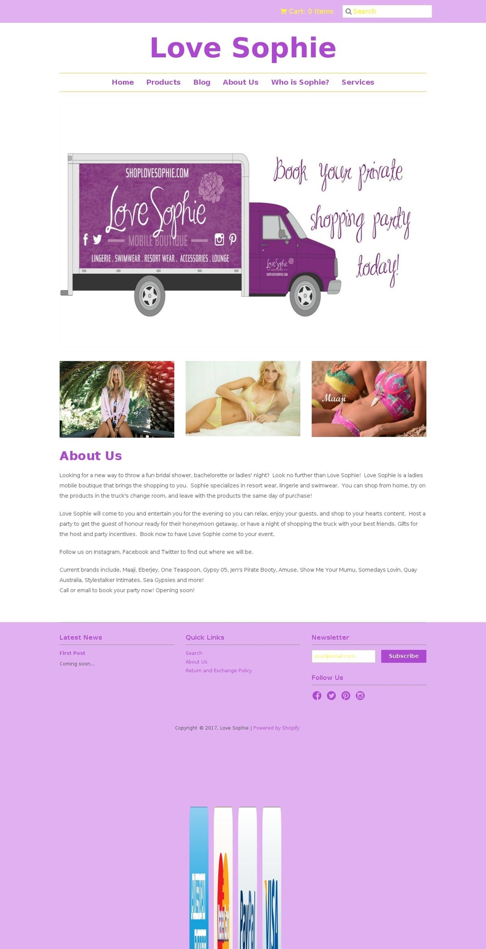 shoplovesophie.com shopify website screenshot