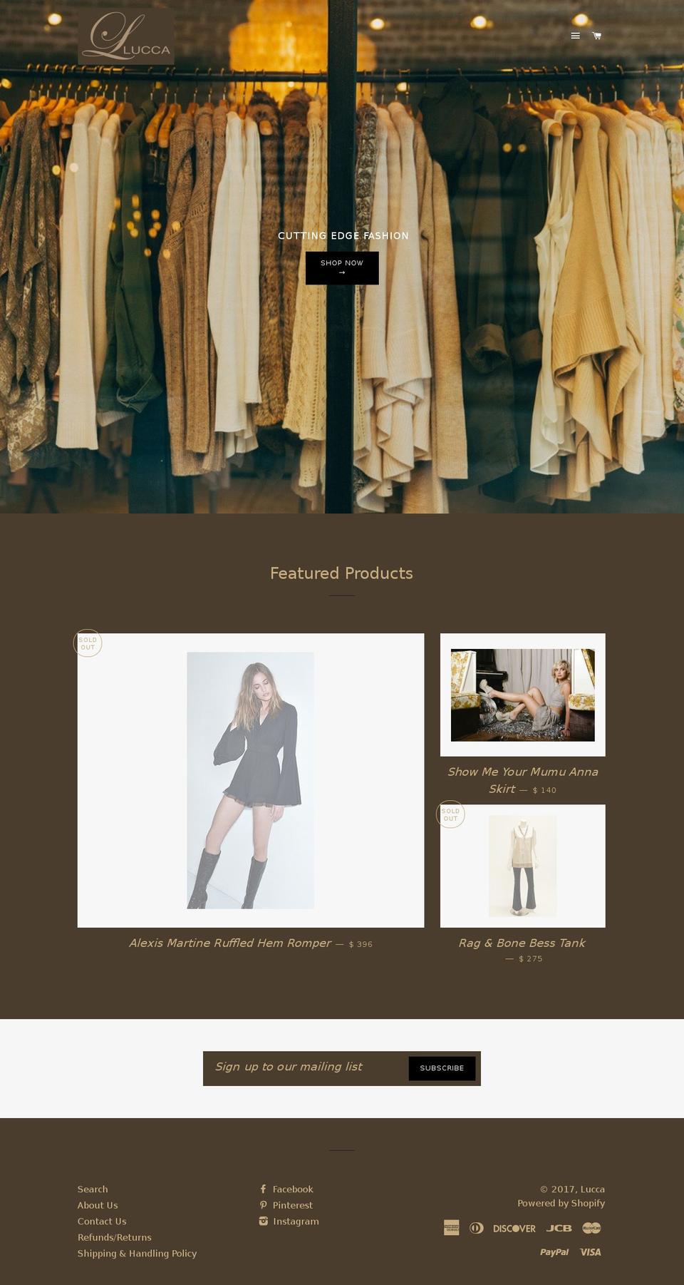 Lucca Shopify theme site example shoplucca.com