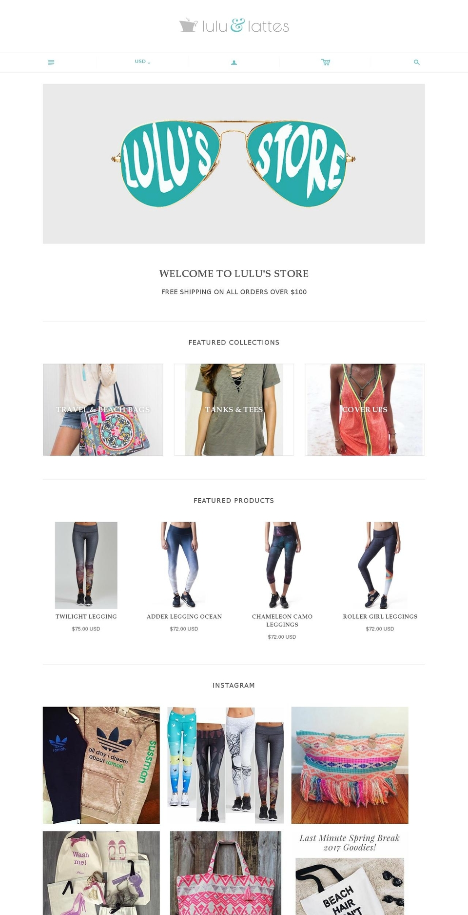 shopluluandlattes.com shopify website screenshot