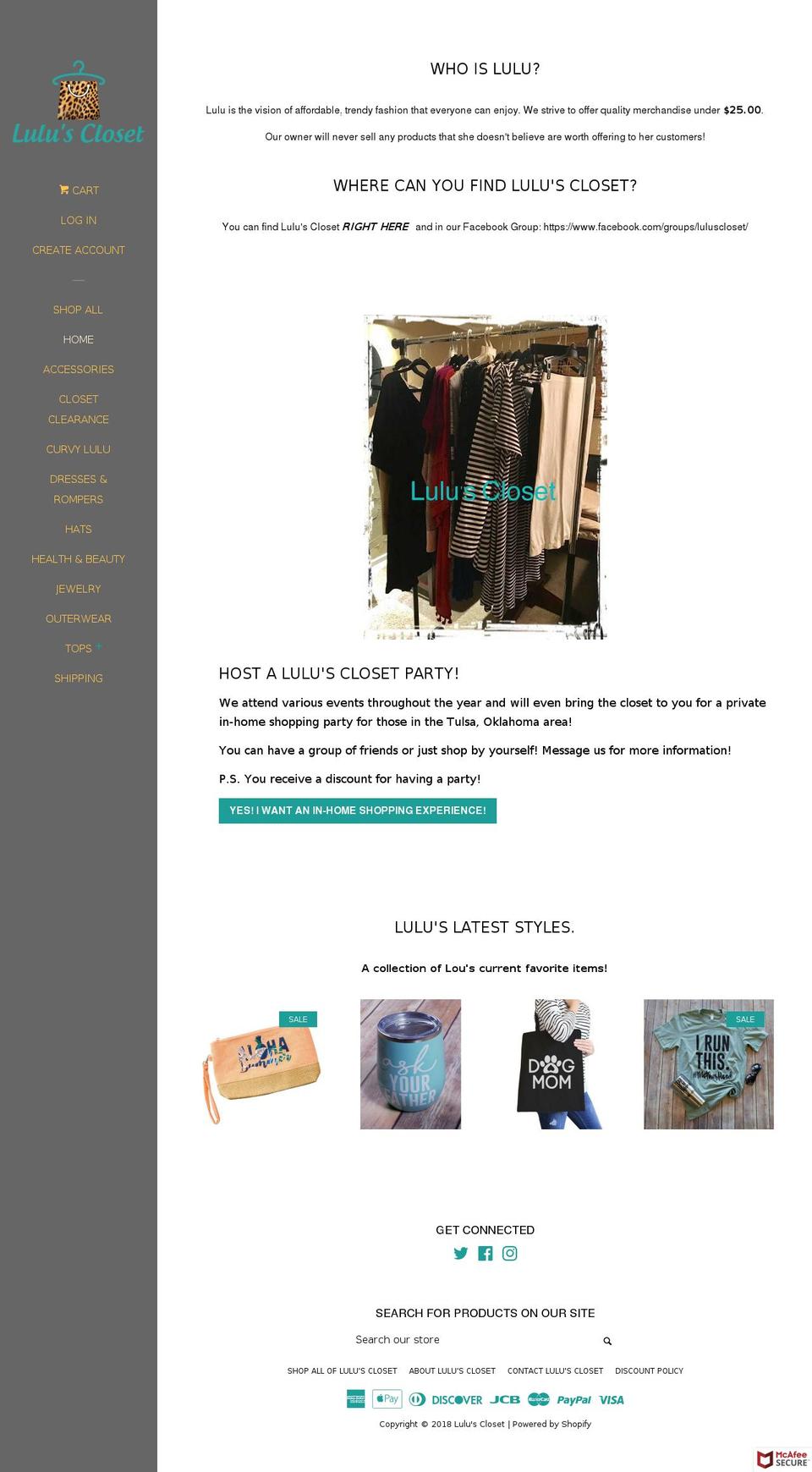 shopluluscloset.com — Shopify storefront screenshot