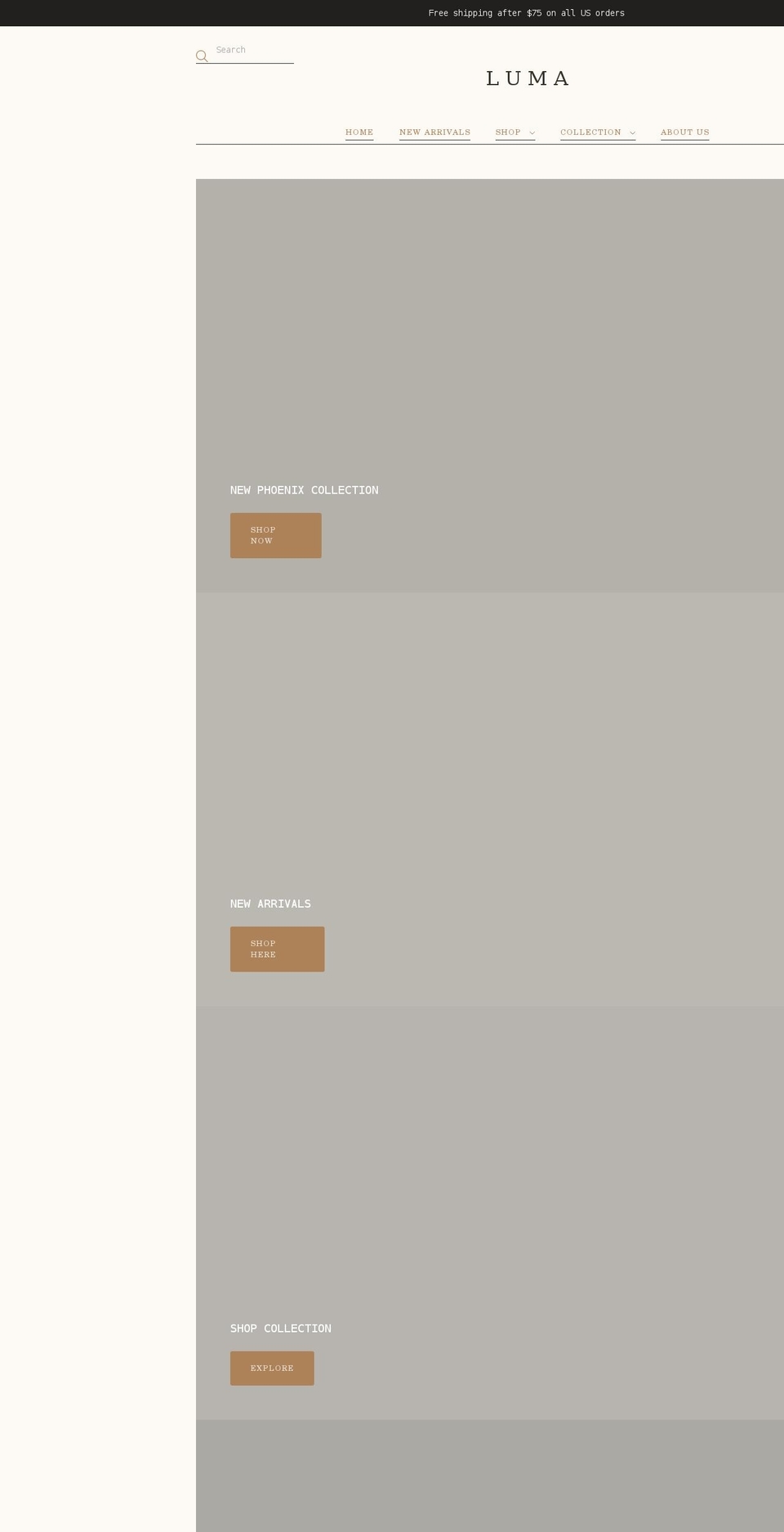 shoplumacollection.com shopify website screenshot