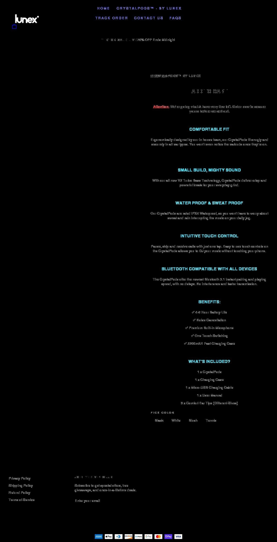 shoplunex.com shopify website screenshot