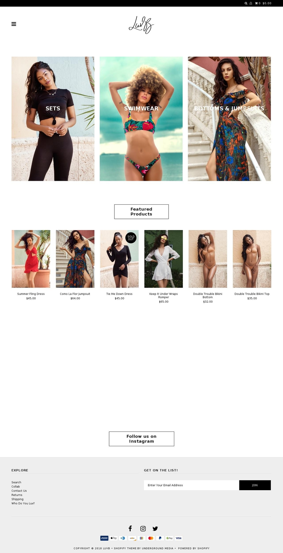 shopluvb.com shopify website screenshot