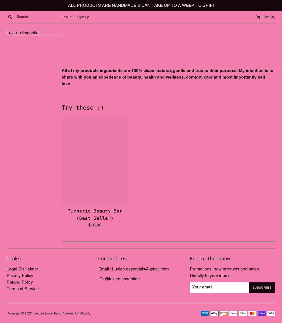 shopluvlee.com shopify website screenshot
