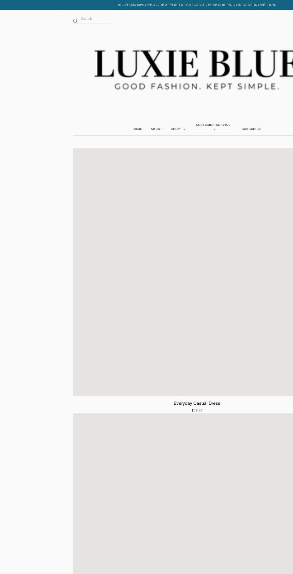 shopluxieblue.com shopify website screenshot