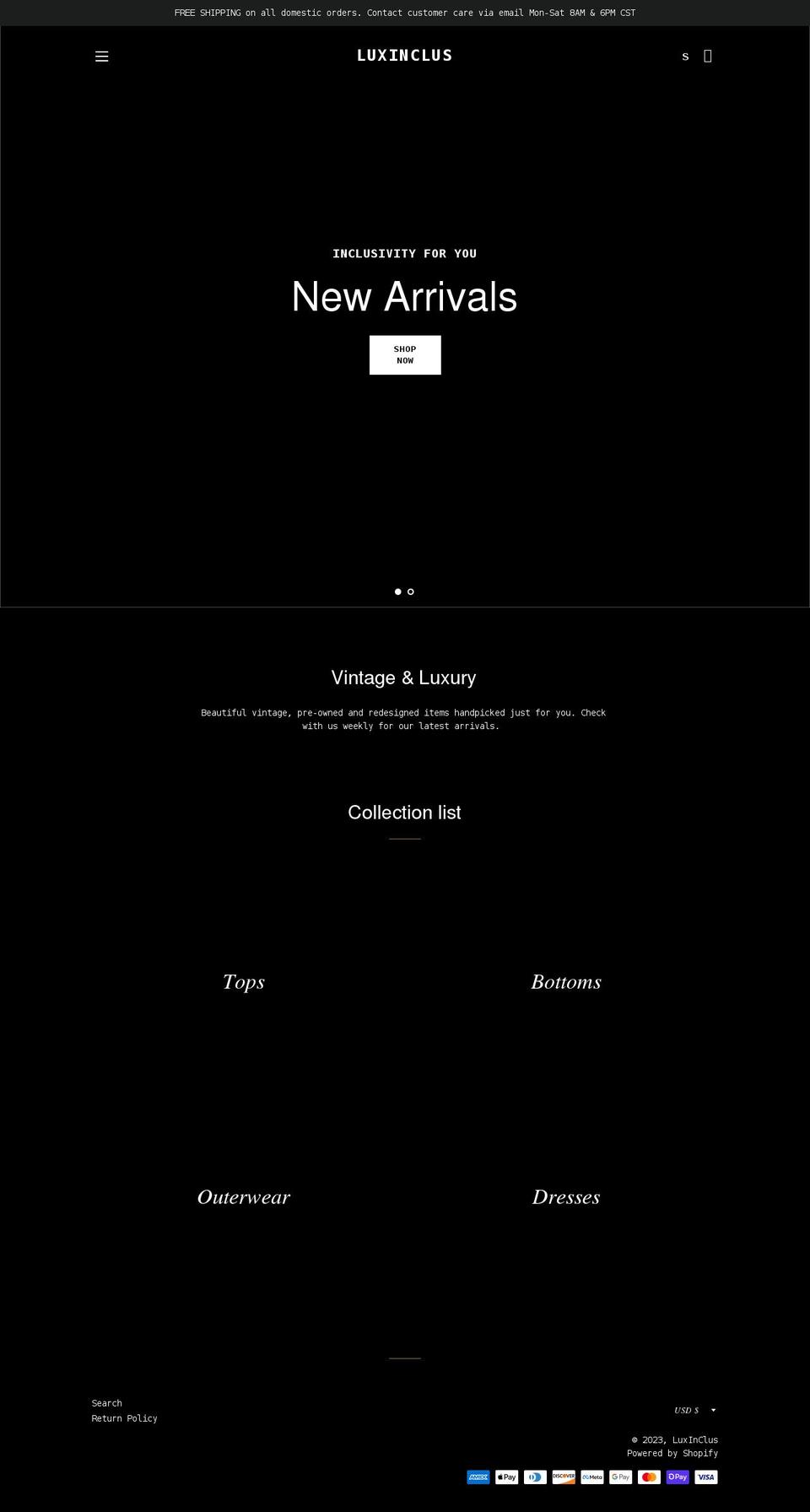 shopluxinclus.com shopify website screenshot