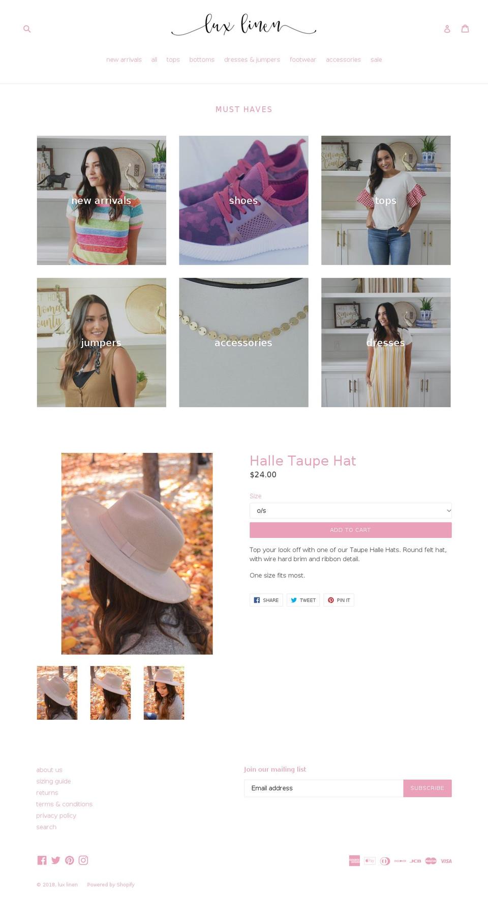 shopluxlinen.com shopify website screenshot
