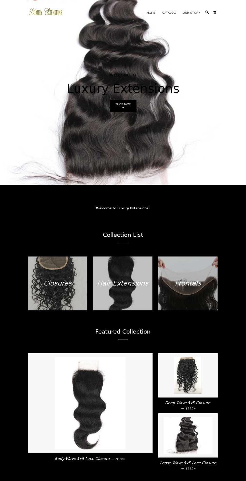 shopluxuryextensions.com — Shopify storefront screenshot