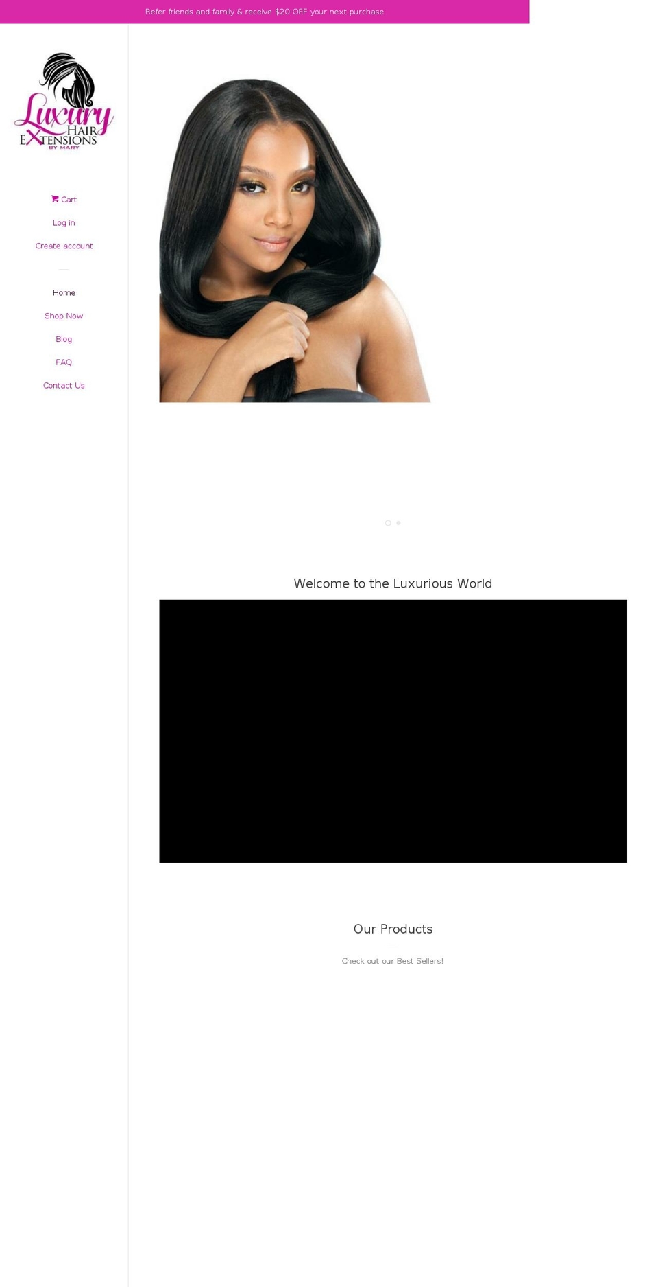 shopluxuryhairextensions.com — Shopify storefront screenshot