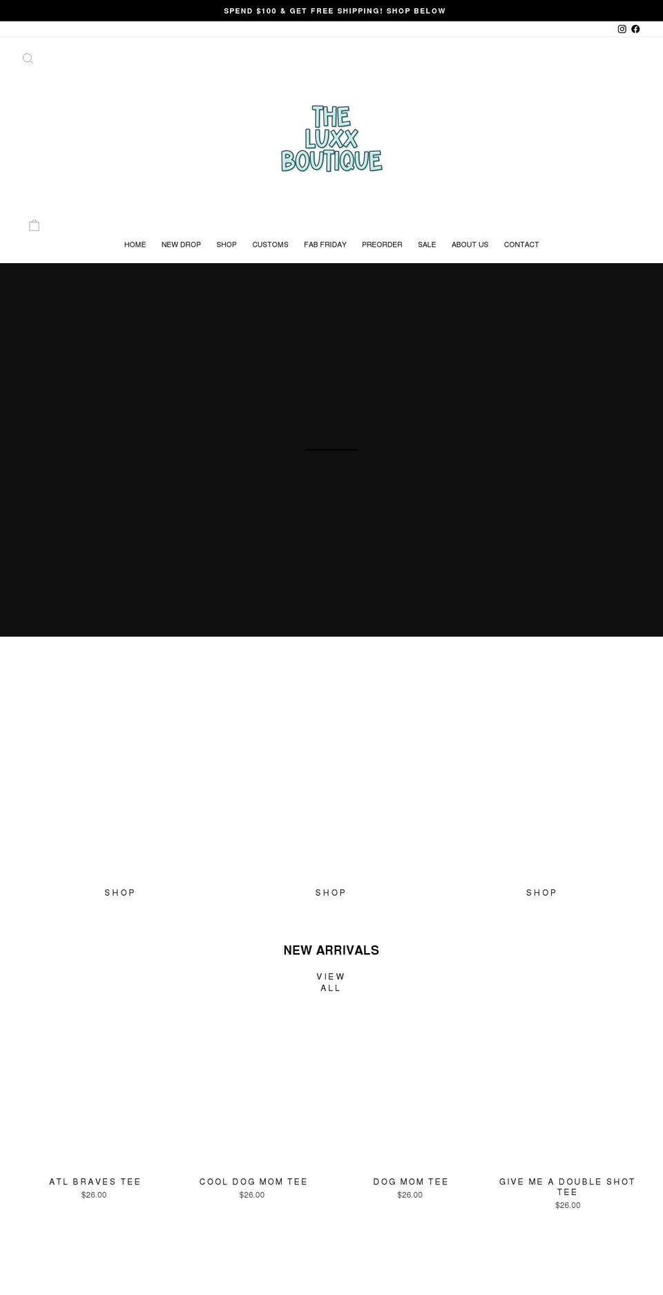 shopluxxboutique.com shopify website screenshot