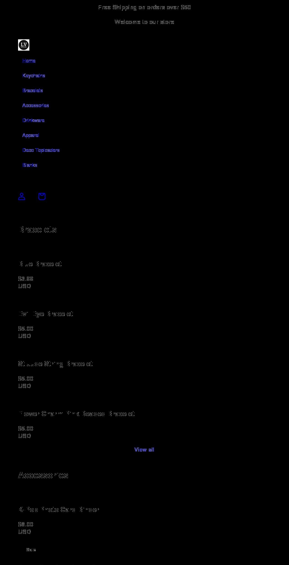 shoplvofficial.com shopify website screenshot