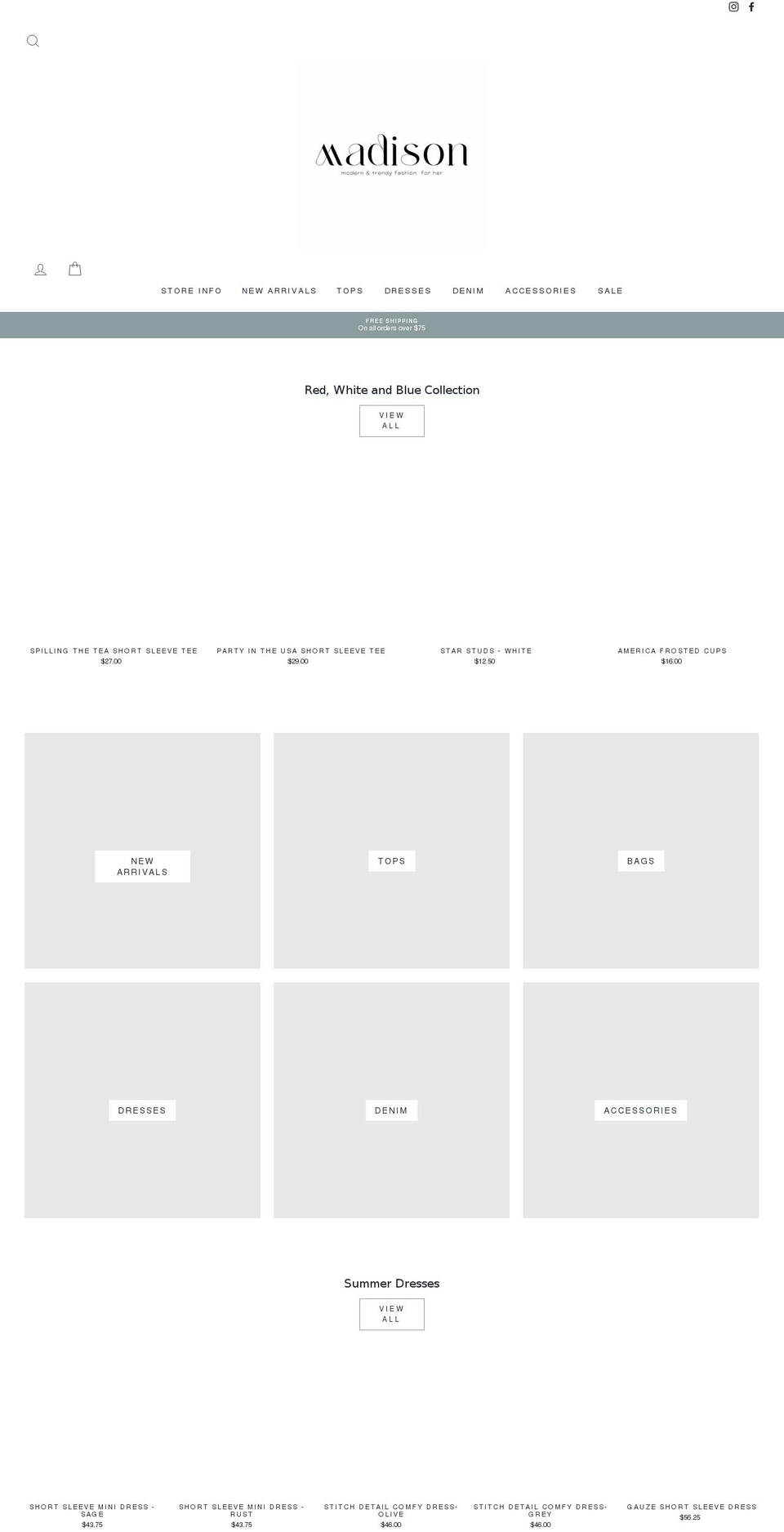 shopmadisonboutique.com shopify website screenshot