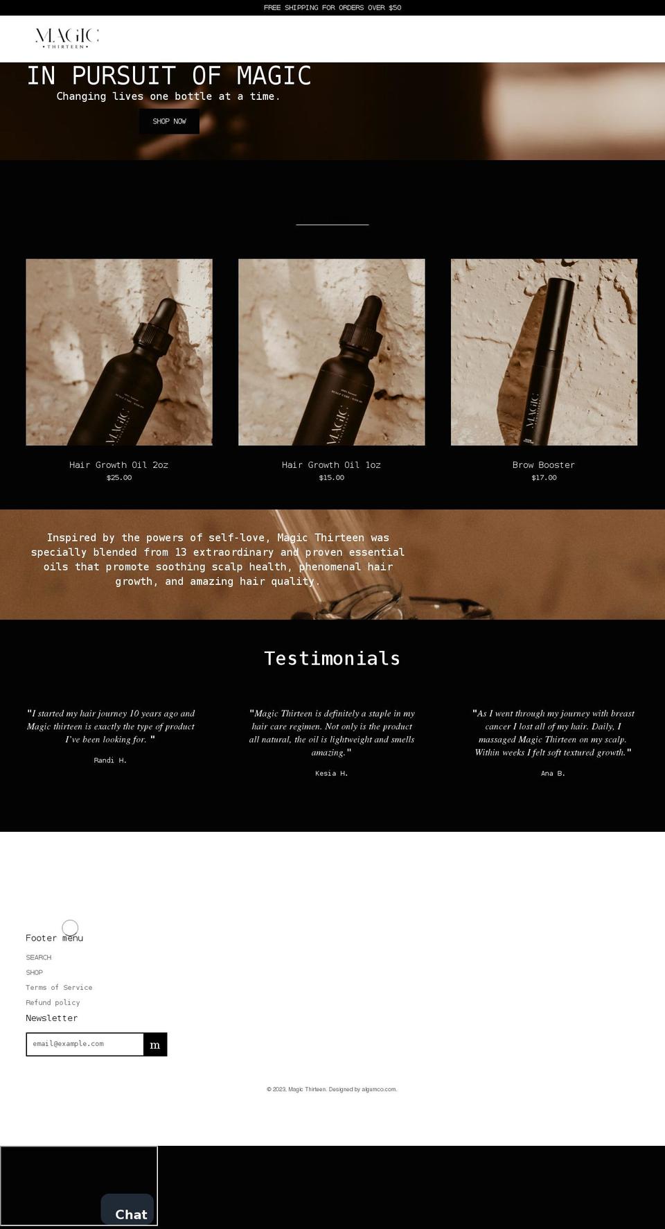 shopmagicthirteen.com shopify website screenshot