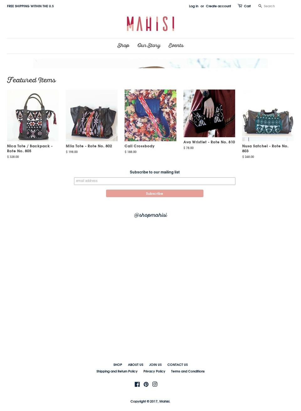 shopmahisi.com shopify website screenshot