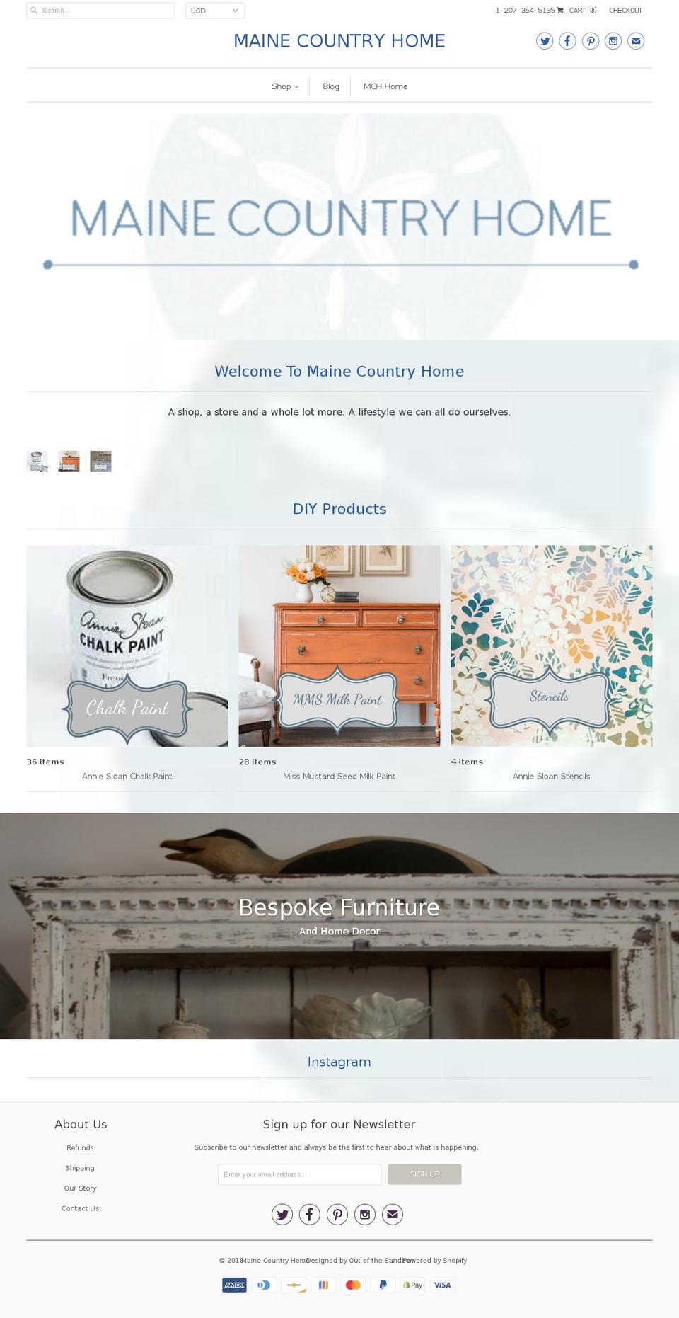 shopmainecountryhome.com — Shopify storefront screenshot