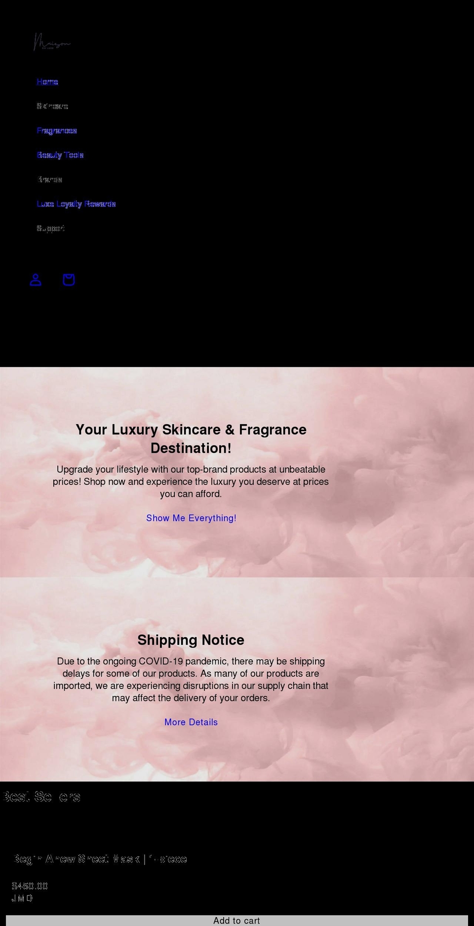 shopmaisondeluxe.com shopify website screenshot