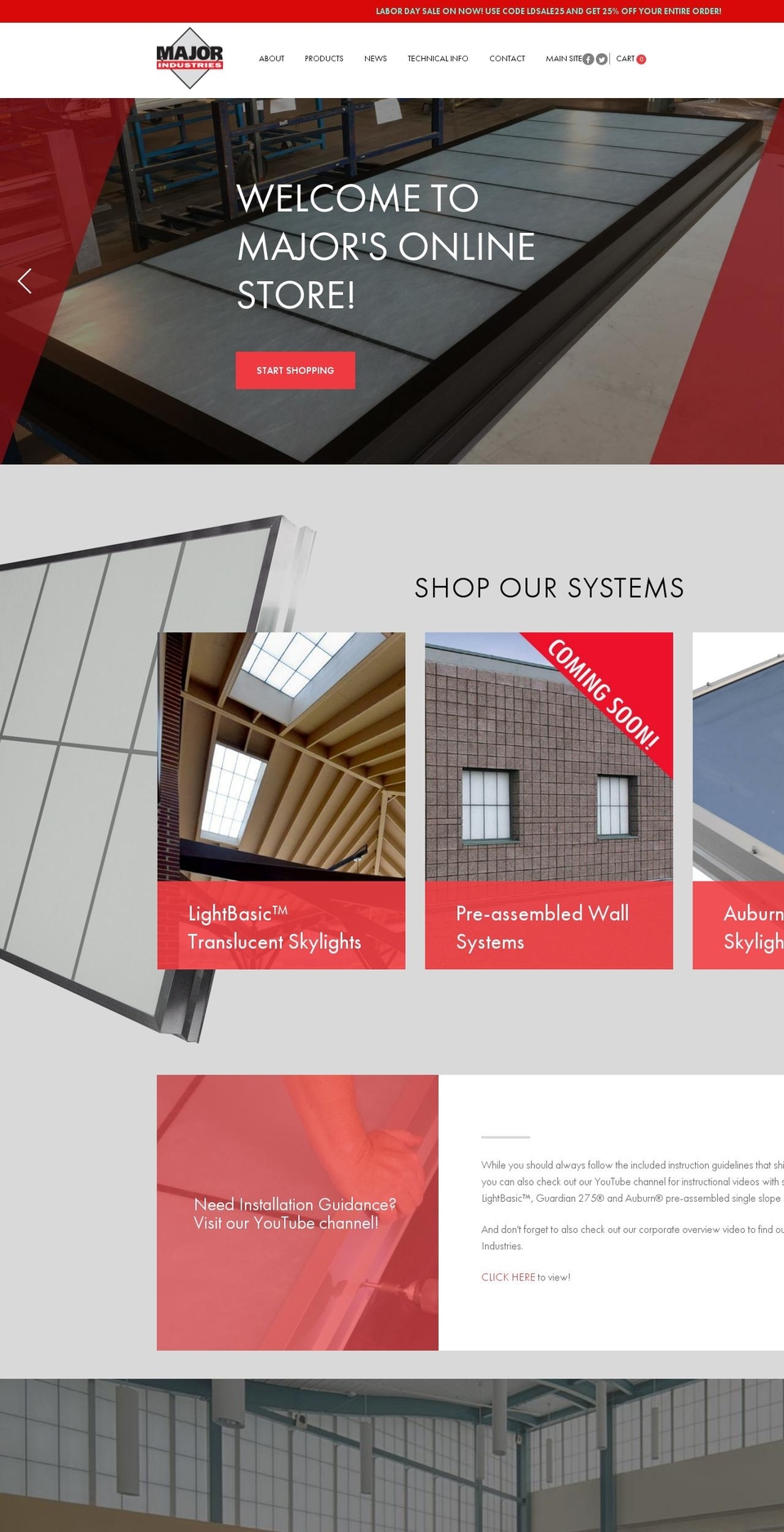 shopmajorskylights.com shopify website screenshot