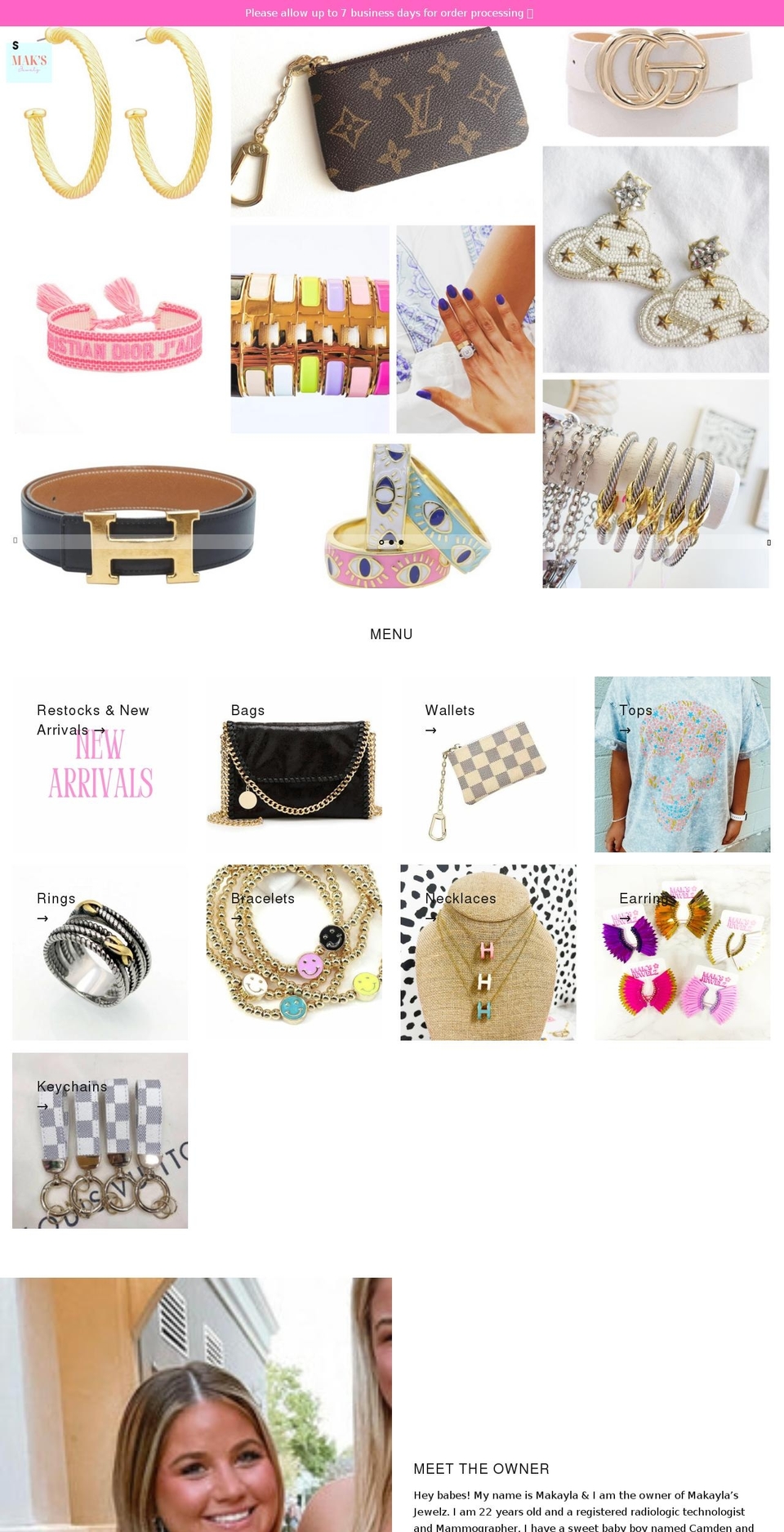 shopmakaylasjewelz.com shopify website screenshot