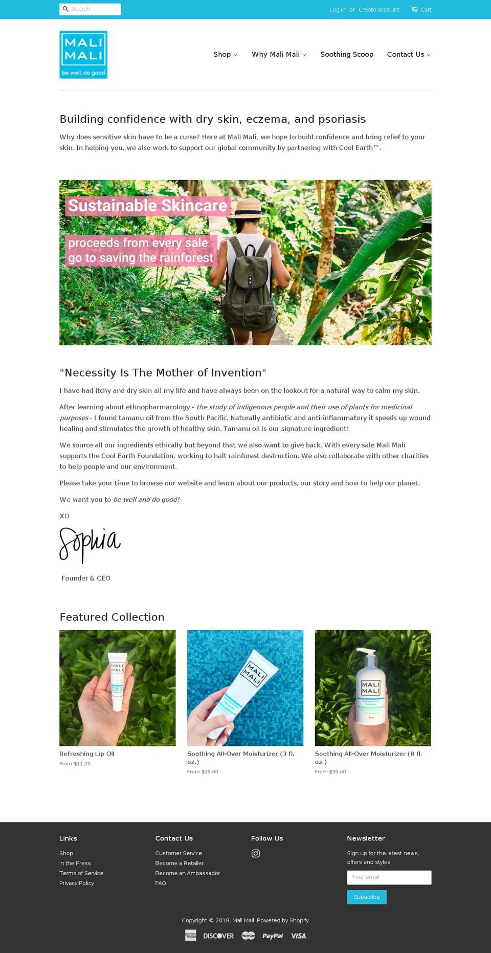 shopmalimali.com shopify website screenshot