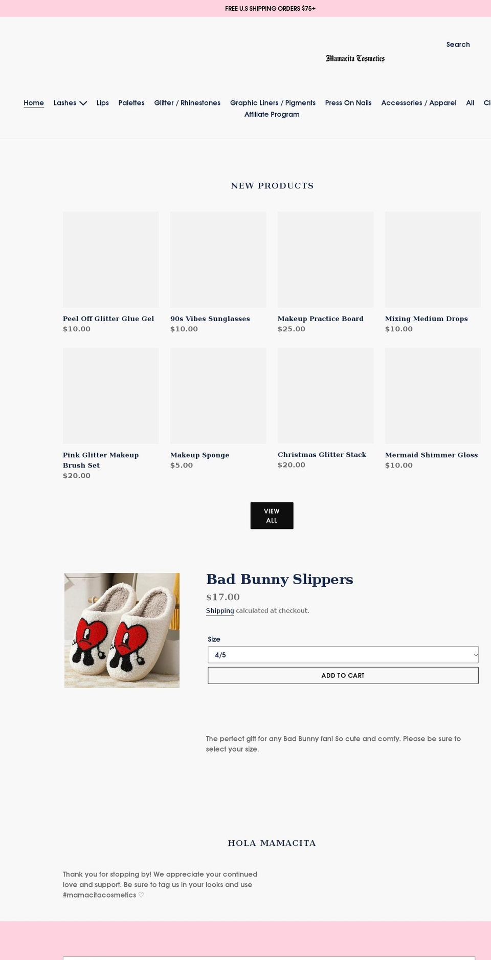 shopmamacitacosmetics.com shopify website screenshot