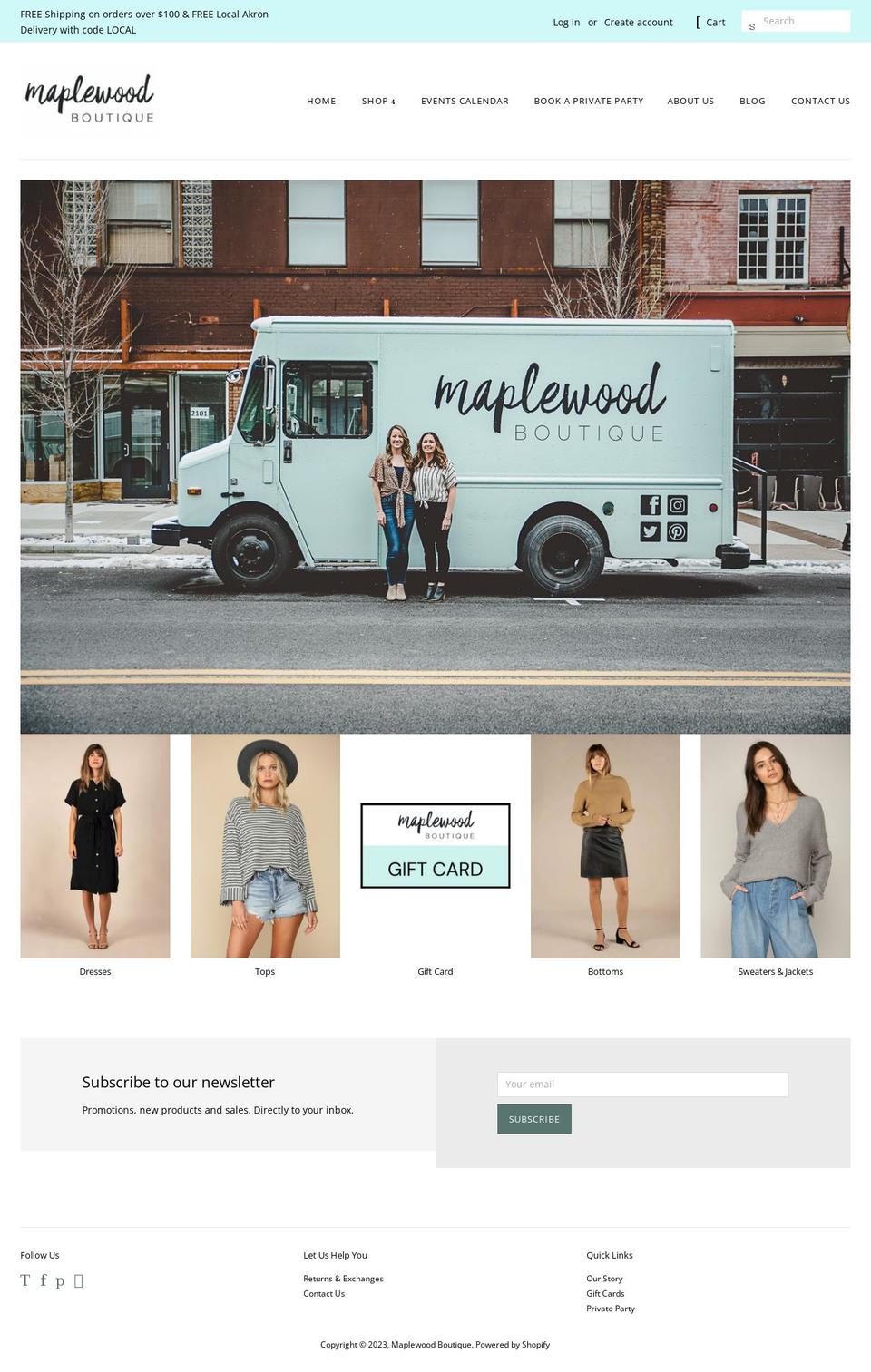 shopmaplewoodboutique.com — Shopify storefront screenshot