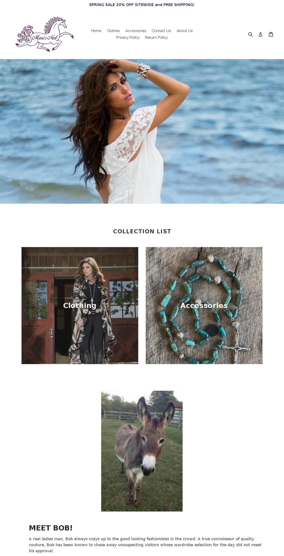 shopmaresnest.com shopify website screenshot